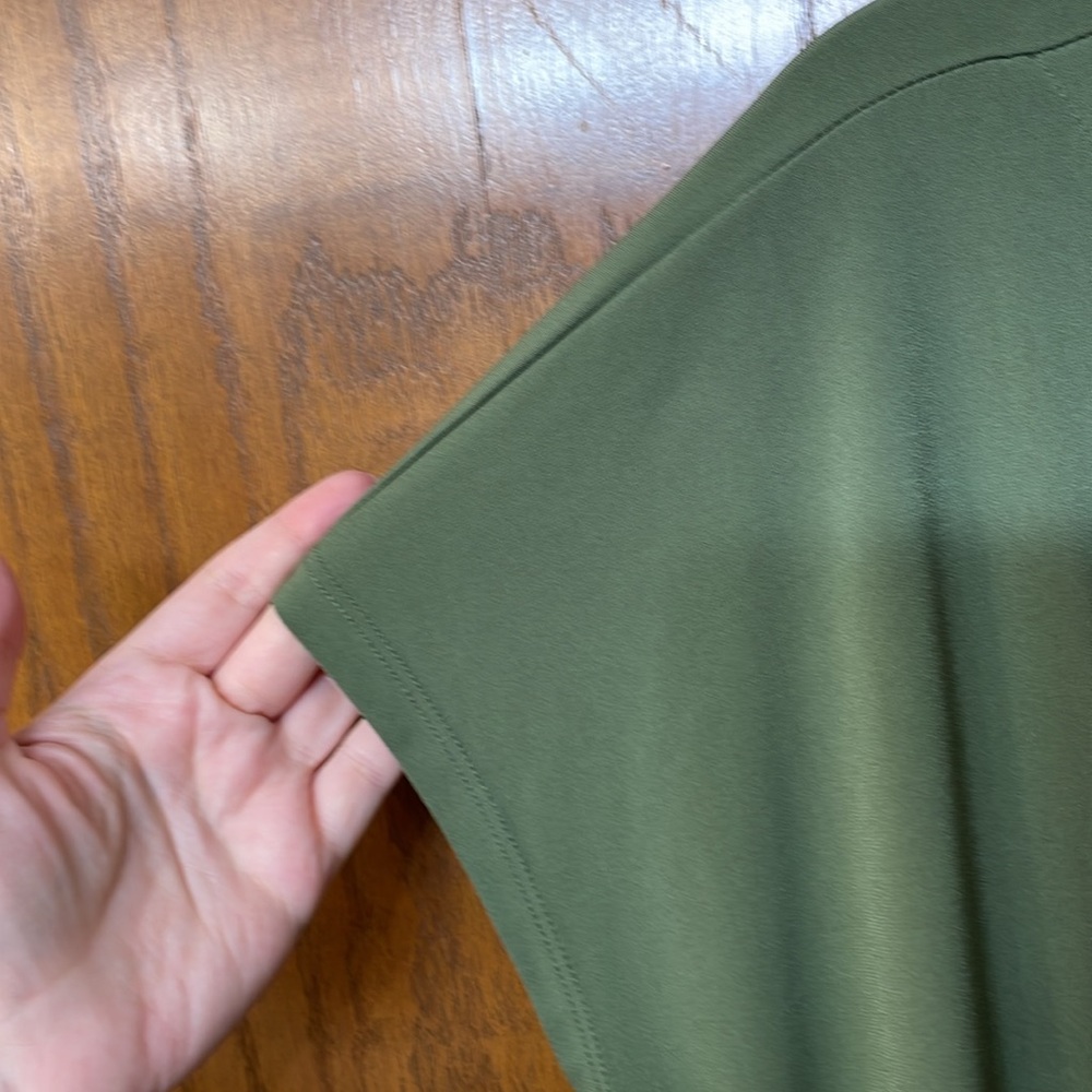 LANE BRYANT UEC Size 18/20 V-Neck Pleat-Front Jersey Midi Dress Green - Picture 8 of 13